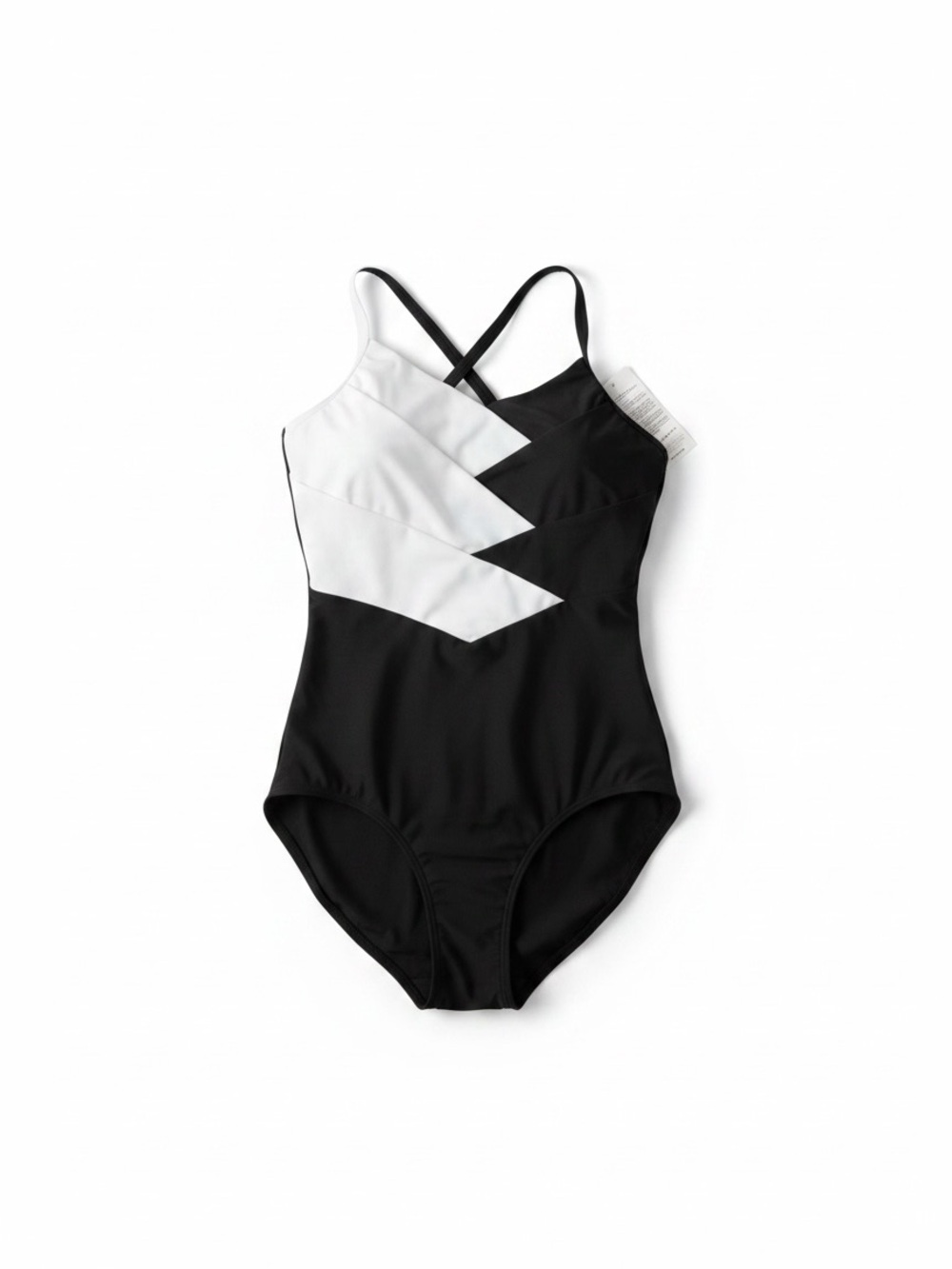 Lands' End Black White Flattering One Piece Swimsuit size 10 NWT tummy control